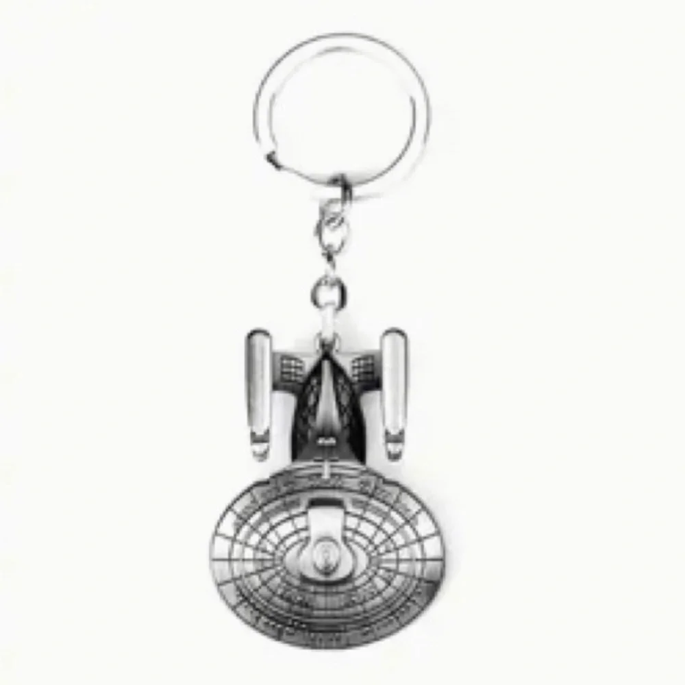 Space Ship Key Chain Silver Tone